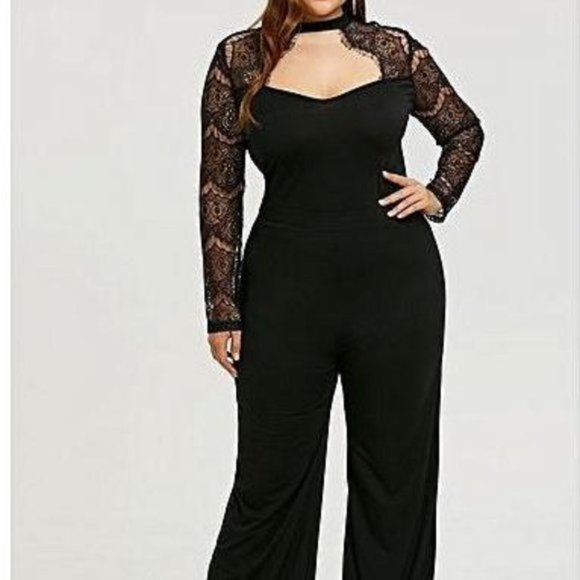 Nextmia Jumpsuit Lace Cut Out Hidden Zipper Elastic Waist Lightweight In… - Picture 2 of 7